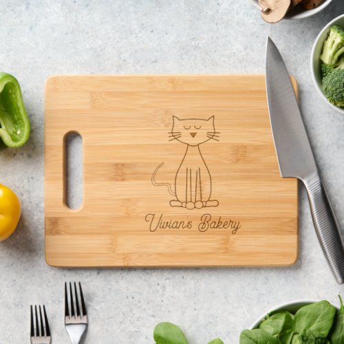 Cute Sitting Cat _ Personalized Kitchen  Bakery Cutting Board