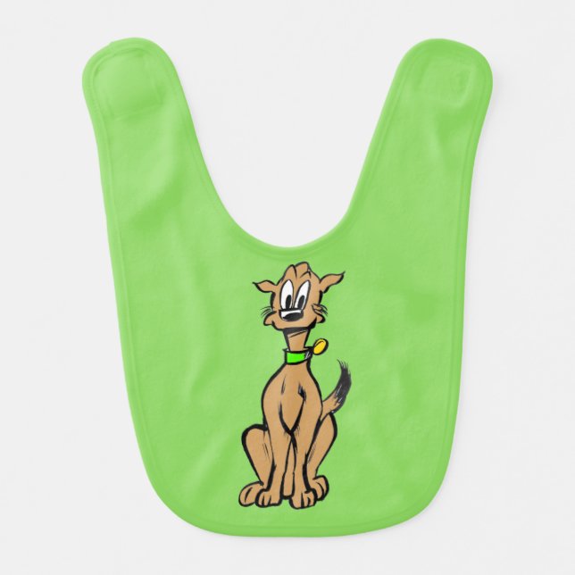 Cute Sitting Dog Customizable Baby Bib (Front)