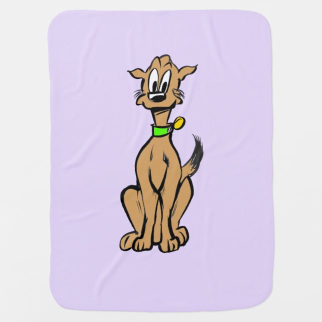 Cute Sitting Dog Customizable Baby Blanket (Front)