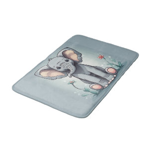 Cute sitting elephant bath mat
