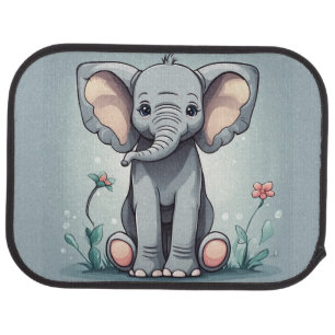 Cute sitting elephant car floor mat