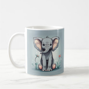 Cute sitting elephant coffee mug