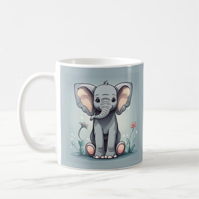 Cute sitting elephant coffee mug (Left)