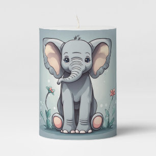Cute sitting elephant pillar candle