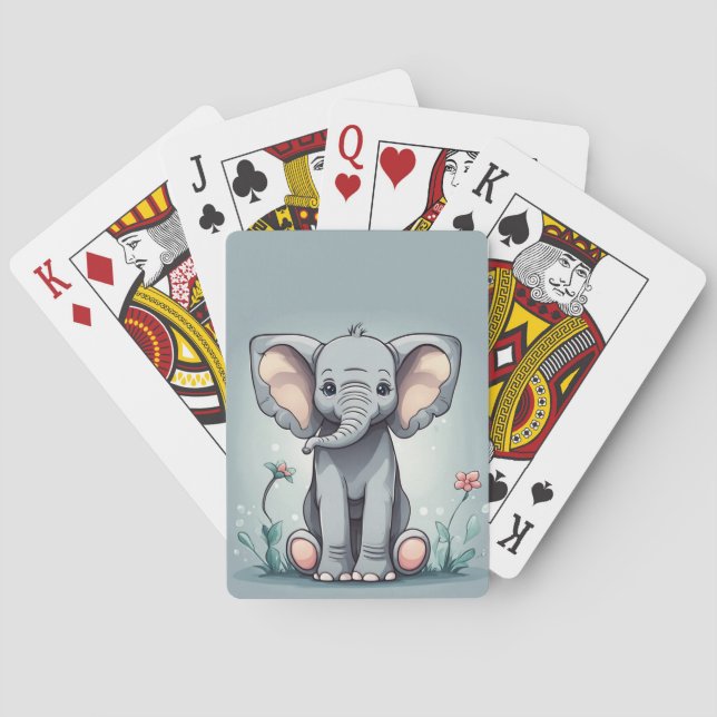 Cute sitting elephant poker cards (Back)