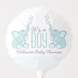 Cute sitting elephants named it's a boy new baby balloon