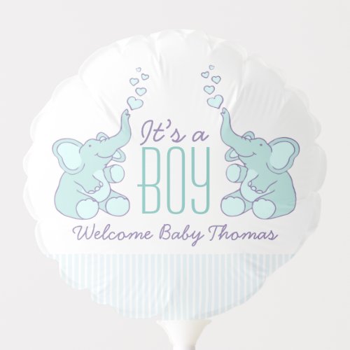 Cute sitting elephants named its a boy new baby balloon