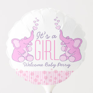 Cute sitting elephants named it's a girl new baby balloon