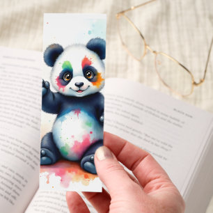 Cute Sitting Panda Bear Color Splash Belly Art Bookmarks