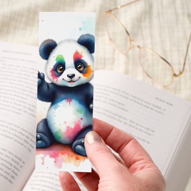 Cute Sitting Panda Bear Color Splash Belly Art Bookmarks (Hand)