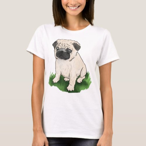 Cute Sitting Pug T_Shirt