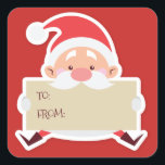 Cute Sitting Santa christmas Gift Sticker<br><div class="desc">Cute christmas Sticker featuring a sitting Santa holding a sign with "to" - "from" for you christmas gifts.</div>
