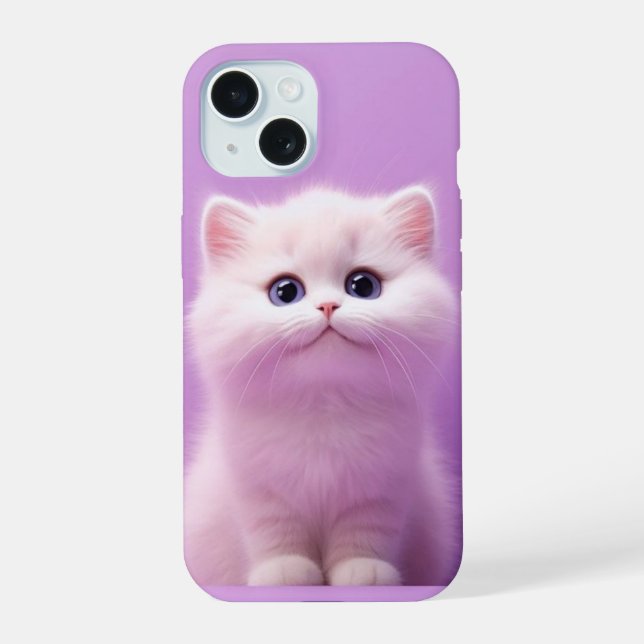Cute Sitting White Cat  Iphone Case (Back)