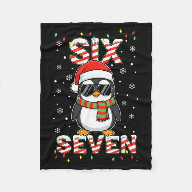 Cute Six Seven 67 Penguin Kids Christmas Holiday  Fleece Blanket (Front)