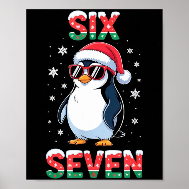 Cute Six Seven 67 Penguin Kids Christmas Holiday  Poster (Front)
