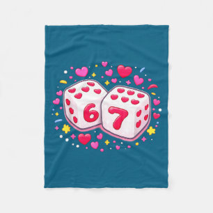 Cute Six Seven 6 7 Dice Valentines Day Shirt Funny Fleece Blanket