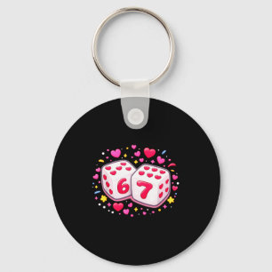 Cute Six Seven 6 7 Dice Valentines Day Shirt Funny Keychain