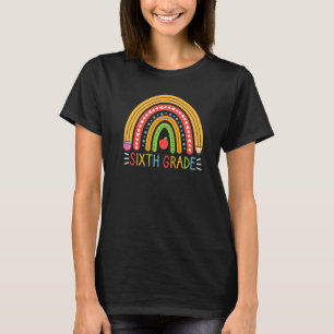 Cute Sixth 6th Grade Teacher Pencil Rainbow Back T T-Shirt