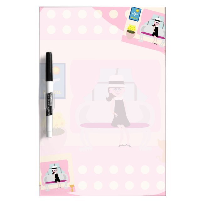 Cute Sixties Stephanie Kitschy Retro Character Art Dry-Erase Board (Front)