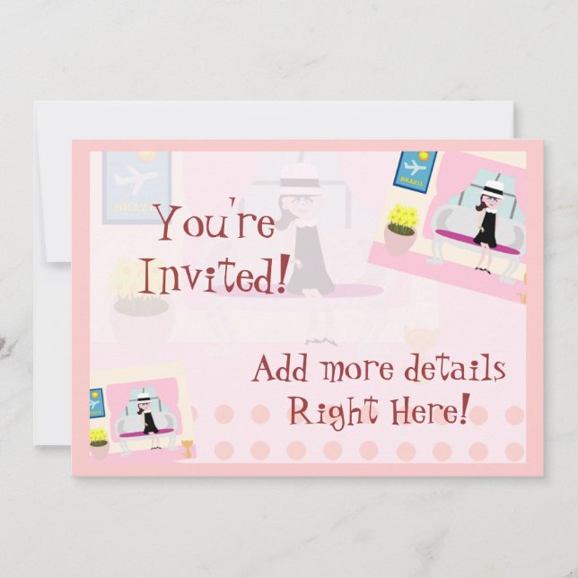 Cute Sixties Stephanie Sweet Retro Character Art Invitation (Front)