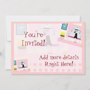 Cute Sixties Stephanie Sweet Retro Character Art Invitation
