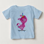 Cute Skateboarding Cartoon Unicorn Baby T-Shirt