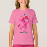 Cute Skateboarding Cartoon Unicorn Kids T-Shirt