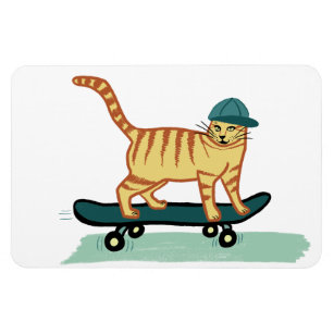 Cute Skateboarding Kitty Cat Magnet