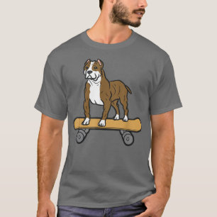 Cute Skateboarding Pit Bull Funny Skater Pit Bull T-Shirt