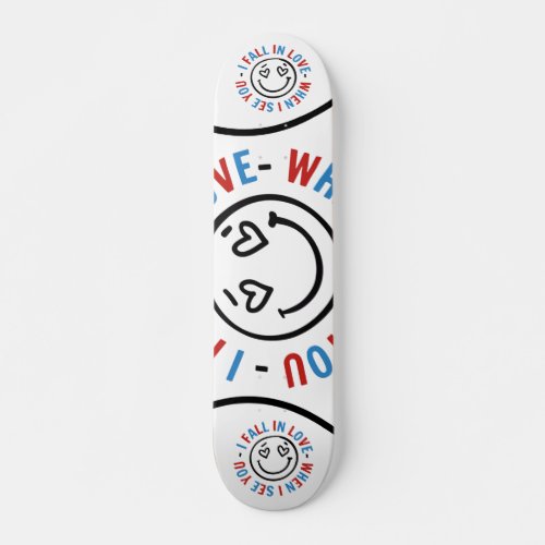 Cute Skateboards Blue Red Anime Love Skateboard