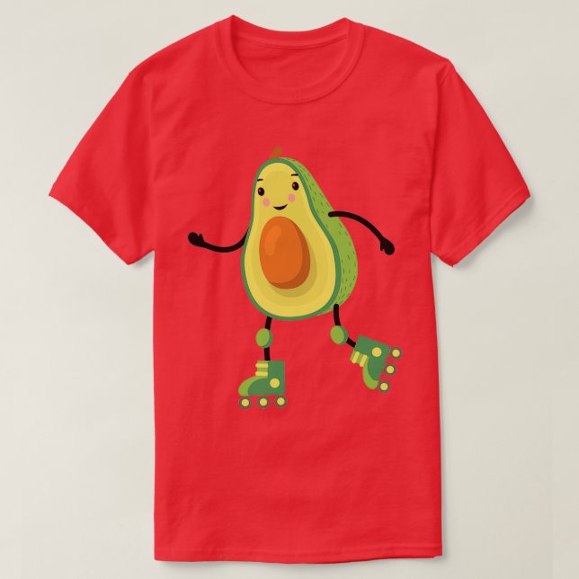 Cute Skating Avocado Rollerskates Guac Guacamole T-Shirt (Design Front)