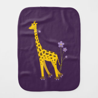 Cute Skating Giraffe Baby Burp Cloth