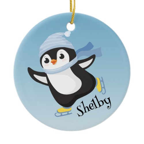Cute Skating Penguin Ornament