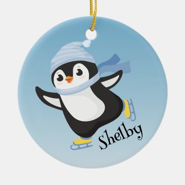 Cute Skating Penguin Ornament