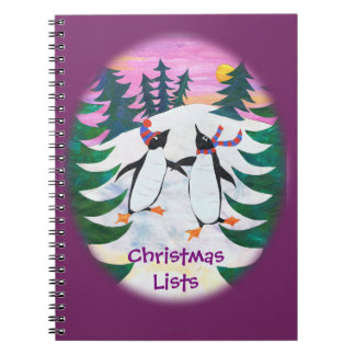 Cute Skating Penguins Notebook to Personalize