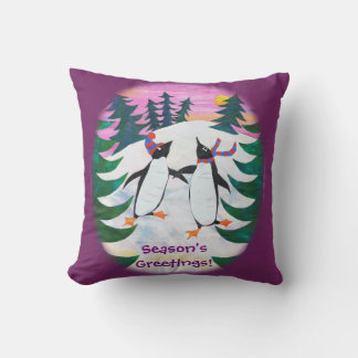 Cute Skating Penguins Snow-scene Fun Pillow