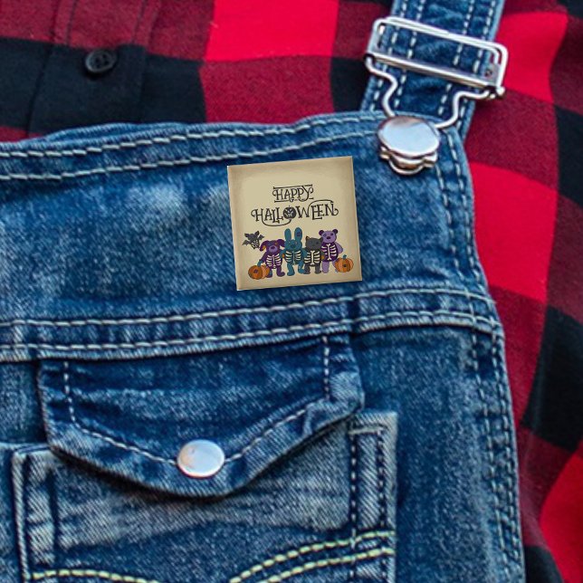 Cute Skeleton Animals and Pumpkins Halloween Button (Creator Uploaded)