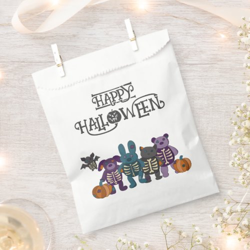 Cute Skeleton Animals and Pumpkins Halloween Party Favor Bag
