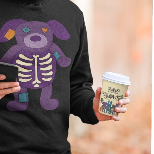 Cute Skeleton Animals and Pumpkins Halloween Party Paper Cups