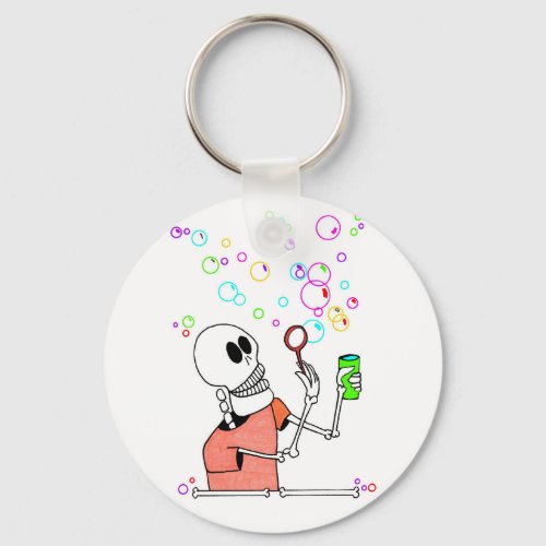Cute Skeleton Blowing Bubbles into Wind  Keychain