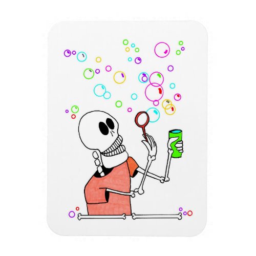 Cute Skeleton Blowing Bubbles into Wind  Magnet