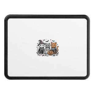 Cute Skeleton Cats Halloween Vintage Engraving Shi Hitch Cover