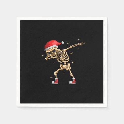cute skeleton christmas dabbing dance illustration napkins