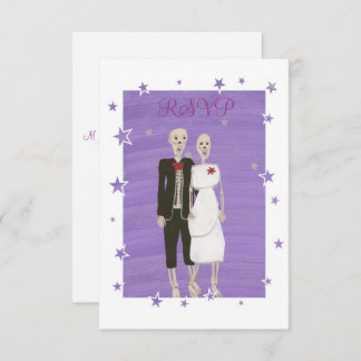 Cute Skeleton Couple Halloween Wedding RSVP Cards