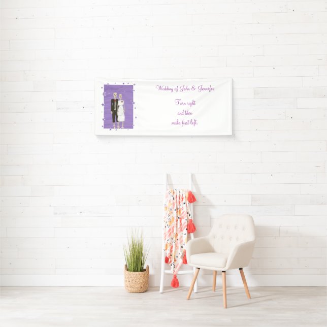 Cute Skeleton Couple Halloween Wedding Sign Banner (Insitu)