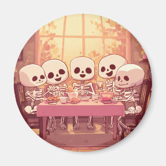 Cute Skeleton Dinner Party - Magnet