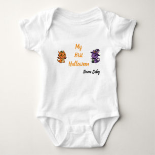 Cute Skeleton Dragon My First Halloween Baby Bodysuit