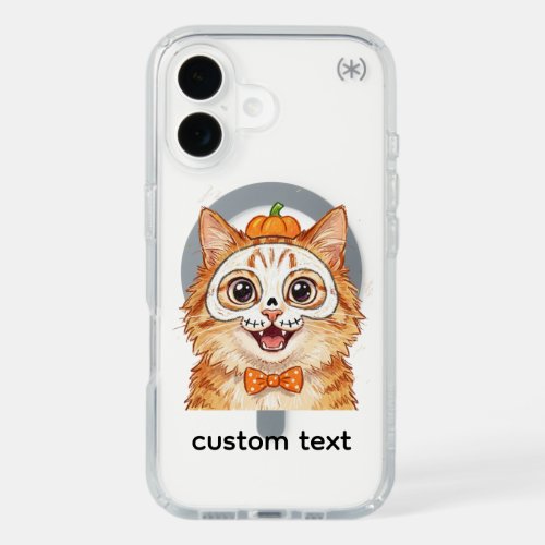 Cute Skeleton Face Paint Ginger Cat Halloween  iPhone 16 Case