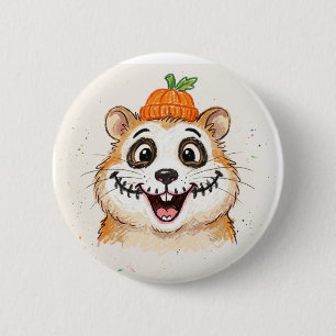 Cute Skeleton Face Paint Hamster Halloween Colored Button