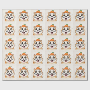 Cute Skeleton Face Paint Hamster Halloween Colored Wrapping Paper